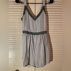 Navy and white striped romper